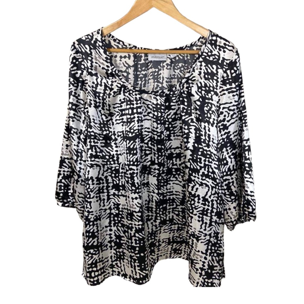 Avenue Plus Size 18/20 Satin Printed Blouse Top